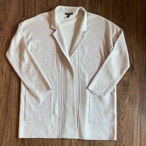 Eileen Fisher light grey wool blend cardigan Womens Small Petite open loose soft